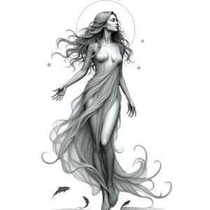 Clipart PNG Déesse du Zodiaque - Signe Astrologique Poissons, Résolution : 547 DPI (Fond Transparent), Horoscope/Astrologie, Art ésotérique