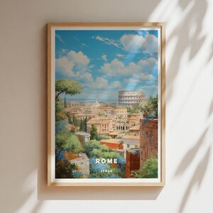 Rome Poster, Italy Wall Art Print Featuring Historic City Landmarks, European Travel Decor, Gift for Rome Lover or World Explorer