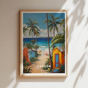 Cancun Mexico Art Print, Yucatan Peninsula Wall Decor, Tropical Beach House Artwork, Riviera Maya Poster, Mexico Travel Gift Idea
