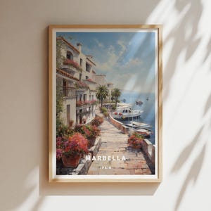 Marbella Reise Poster - Spanien Wand Kunst Druck, Costa del Sol Dekor, Preppy Ästhetische Raum Kunst, Strand Urlaub Geschenk, Marbella Karte oder Foto