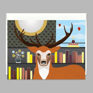 Une carte de vœux bookish cerf