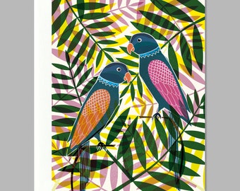 Two Parrots Greeting Card