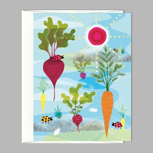 Carte de voeux d’amis de légumes de coccinelles