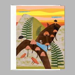 Frog and Mushrooms Greeting Card