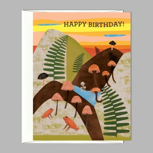 Frosch und Pilze Geburtstag Grußkarte