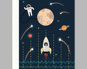 Space Mouse Astronaut Greeting Card