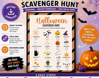 Halloween Scavenger Hunt Game: Fun Printable Activity (PDF Download)