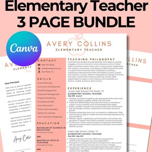 Teacher Bundle | Teacher Resume, Cover Letter & Reference Page | Editable Canva Templates | Instant Download | Teacher Job Application Kit