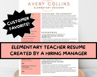 Elementary Teacher Resume Template | Editable Canva CV | Professional, ATS-Friendly, Instant Download