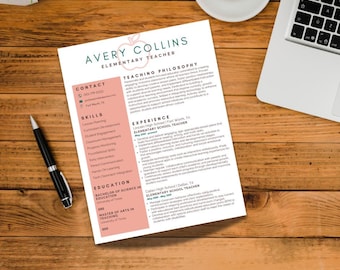 Modèle de CV pour enseignant du primaire | CV en toile modifiable | Professionnel, compatible ATS, téléchargement immédiat