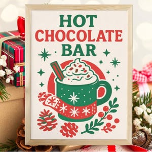 Hot Chocolate Bar Sign: Printable Winter Holiday Party Decor (PDF Download 8.5x11&quot; )