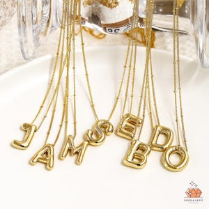 Personalized Gold Bubble Letter Necklace: Chunky Y2K Initial Pendant