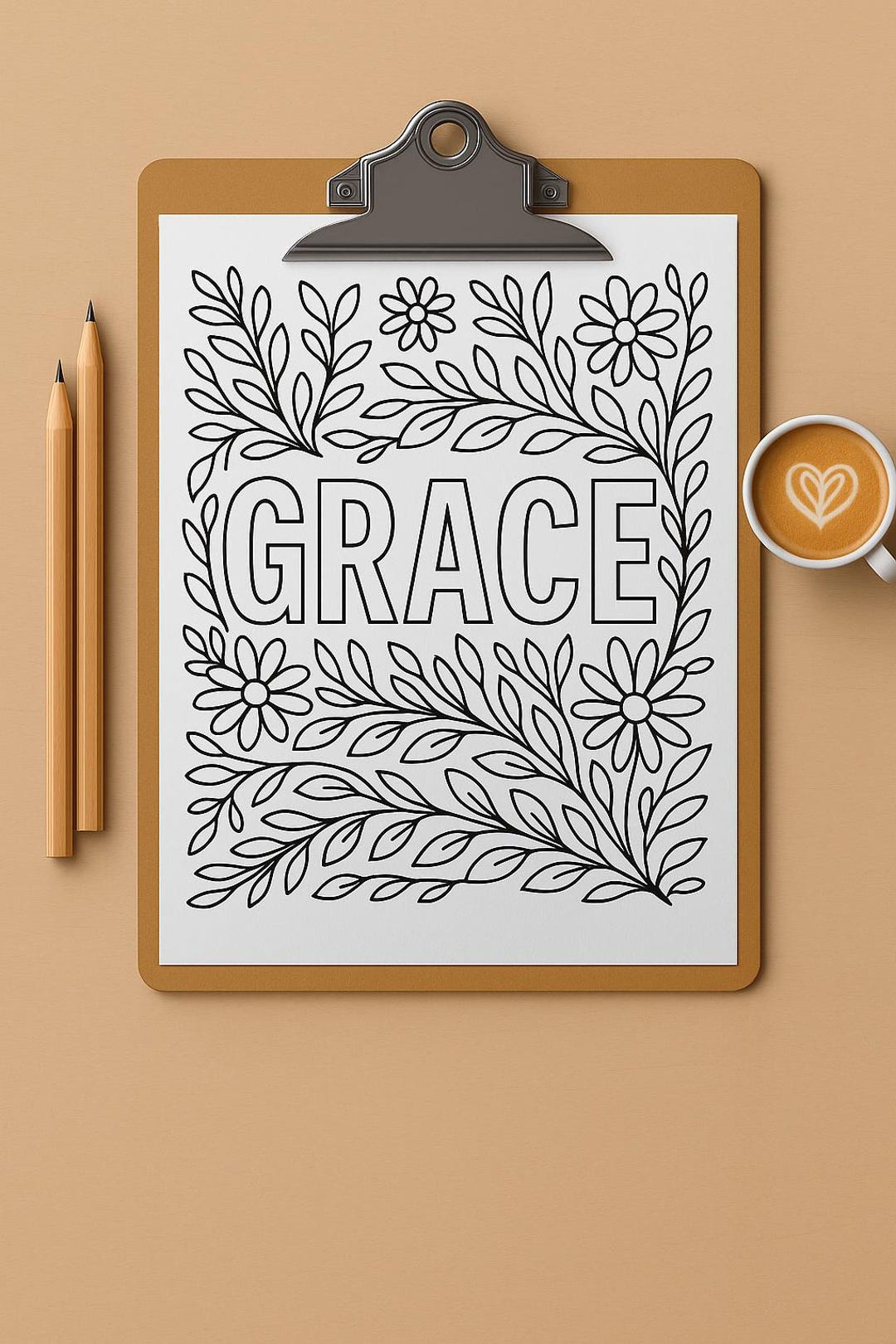 GRACE Coloring Page – Printable Coloring Sheet for Adults and Kids ...