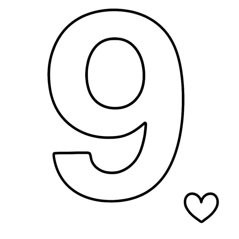 Number 9 Coloring Page – Easy Beginner Coloring Sheet for Kids, Toddler ...