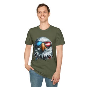 Patriotic Eagle T-Shirt - Softstyle, Unisex, Perfect for 4th of July, Eagles Fans, Casual Wear, Gifts