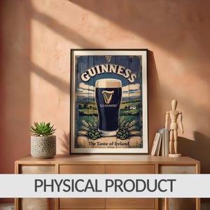 Retro Guinness Beer Poster, Irish Pub Wall Art, Rustic Bar Decor, The Taste of Ireland Print, Guinness Print, Digital Art, Digital Poster