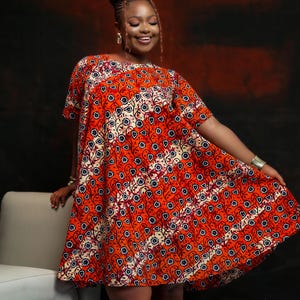 Ankara Minikleid / kurzes Kleid mit afrikanischem Druck / trendiges afrikanisches Kleid / Midikleid
