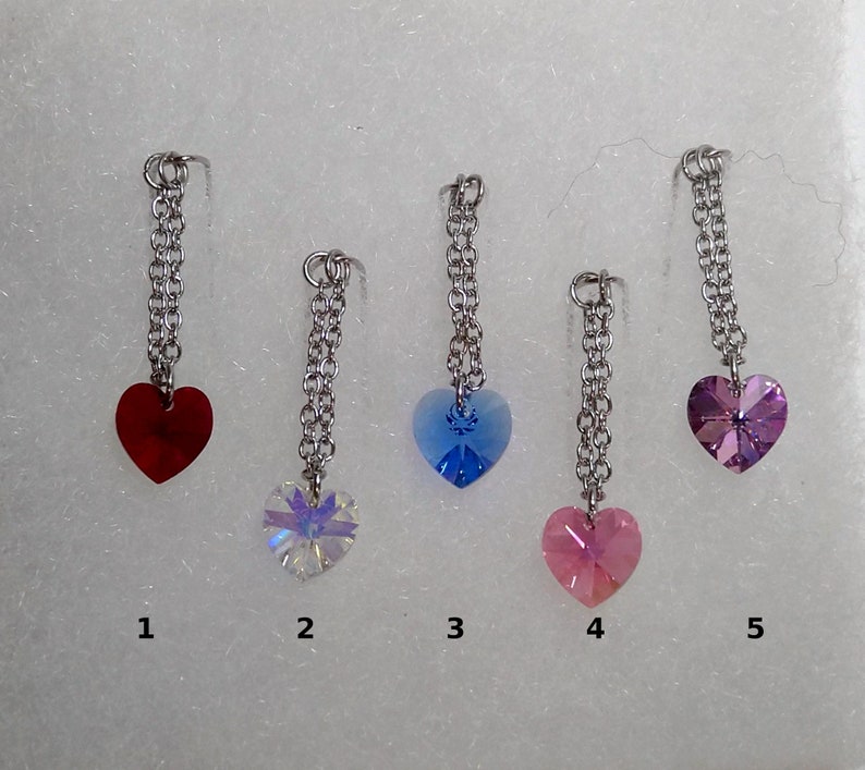 Heart Nipple Rings Charms Barbell Nipple Pink Blue Purple Sapphire and more colors image 2