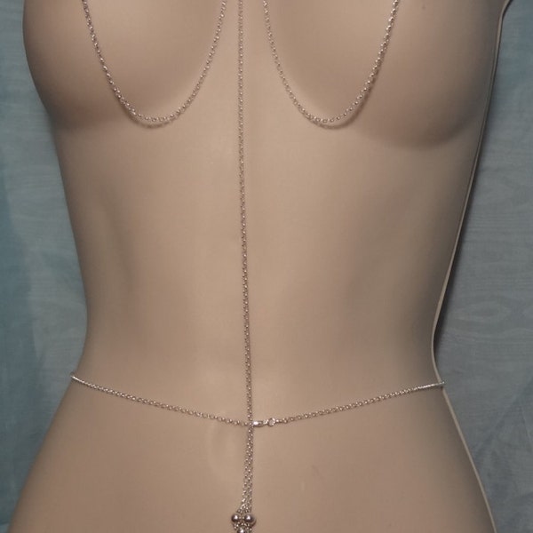 Necklace to VCH, Necklace to Belly, Necklace to Nipple, Choker Nipple, Non Pierced Body drape, Sexy Jewelry