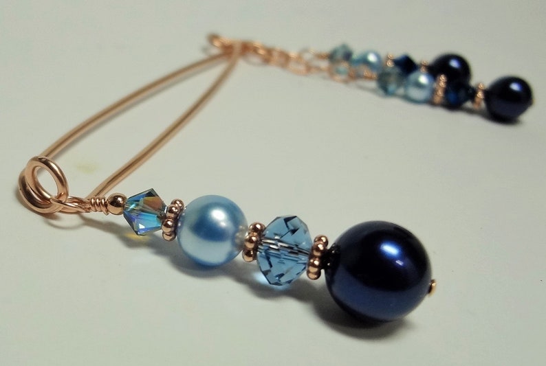 Intimate Jewelry, Clip Clamp Pearl, Pearl Intimate Jewelry, Clit Clip, Vaginal Jewelry, VCH Non Pierced Swarovski Pearl and Crystal Dark Blue SHOWN