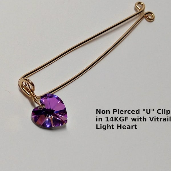 Clitoral Jewelry Non Piercing, Clit Clamp, Labia Clamp,  VCH Jewelry, Non Piercing Heart Purple PInk