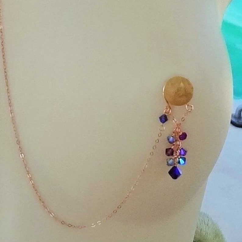 Nipple Piercing Nipple Chains Rose Gold Choker Necklace W Etsy