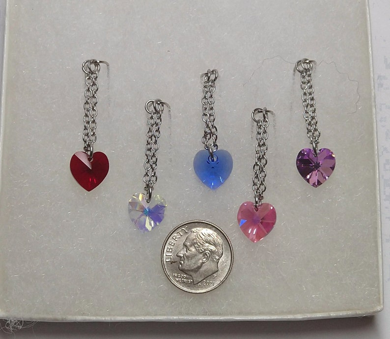 Heart Nipple Rings Charms Barbell Nipple Pink Blue Purple Sapphire and more colors image 7