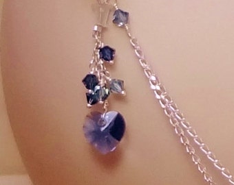 Blue Nipple Jewelry Heart Non Piercing Nipple Pierced Nipple Jewelry, Nipple Chains Denim Blue Jean Colored