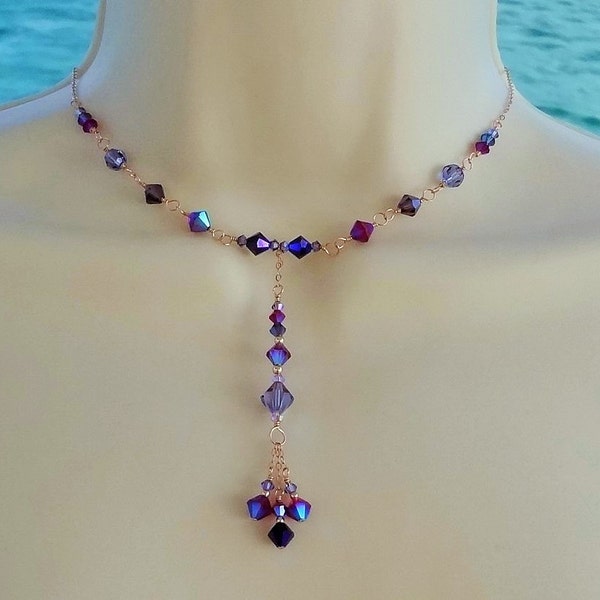 Rose Gold Choker Necklace with Swarovski Crystals, Nipple Chain (Pierced or Non Pierced)