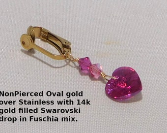 Clitoral Jewelry Non Piercing, Clitorial Jewelry Fuschia Heart, Faux Piercing, Labia Jewelry Choose Color