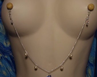 RESERVED Nipple Rings Jewelry Nipple Chain Crystal Pearl with Nipple Charms