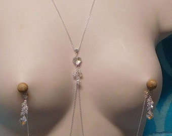 Nipple Jewelry Non Piercing or Pierced Sterling Necklace with Detachable Nipple Charms or VCH connector