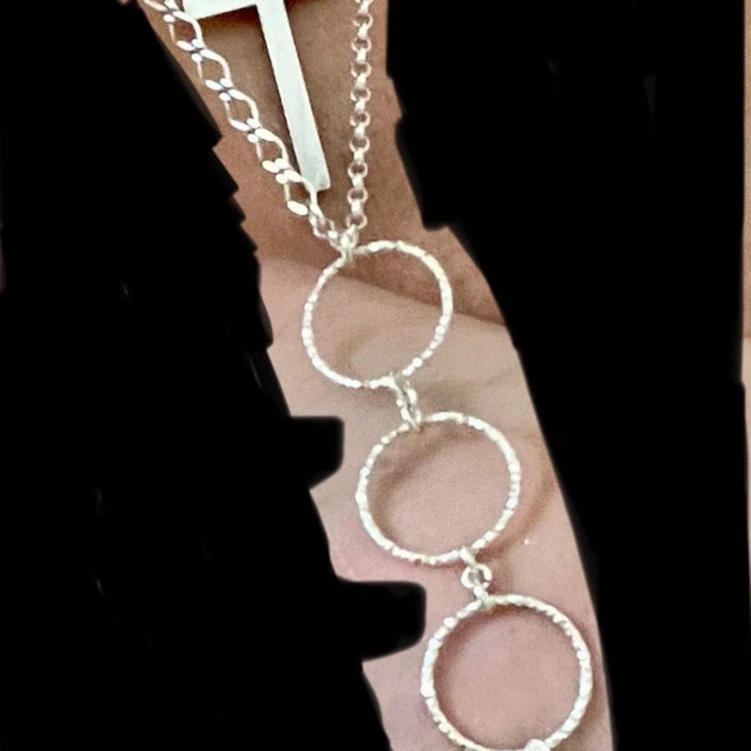 Nipple Ring Necklace O Ring Adjustable Length Choker Sterling Silver