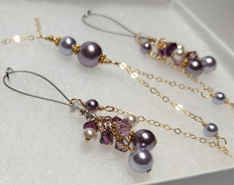Nipple Necklace Rose Gold or Gold Pearl Pierced or Non Piercing Nipple Jewelry Purple Pearl Mix