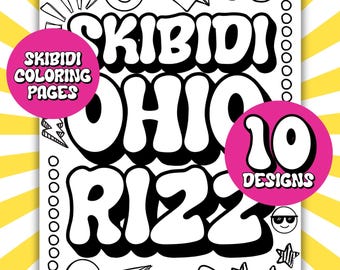 Skibidi Coloring Pages, Printable | Printables Digital Download Gen Z Gen Alpha Sigma Rizz Rizzler Tween Tween Slang Brainrot Brain Rot Teen