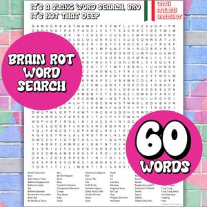 Italian Brainrot Slang Word Search Skibidi Printable Digital Download Gen Z Gen Alpha Sigma Rizz Rizzler Tween Slang Brain Rot Teen Bro Gift
