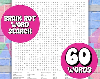 Italian Brainrot Slang Word Search Skibidi Printable Digital Download Gen Z Gen Alpha Sigma Rizz Rizzler Tween Slang Brain Rot Teen Bro Gift
