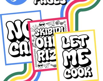 FULL SET Skibidi Coloring Pages Printable Printables Digital Download Gen Z Gen Alpha Sigma Rizz Rizzler Tween Slang Brainrot Brain Rot Teen