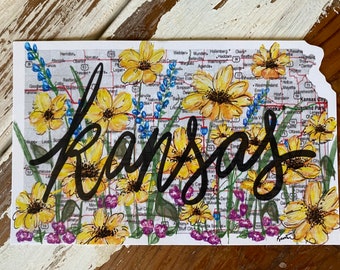 4 painted Kansas Postcards