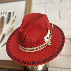 Hand burned Custom Hat - Boho Moon Design