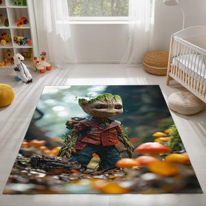 Alfombra Baby Groot,Alfombra de personaje de planta de dibujos animados lindo,Alfombra de área de habitación para niños,Decoración de guardería,Alfombra estilo bosque,Alfombra antideslizante,Alfombra lavable,Alfombra de fantasía
