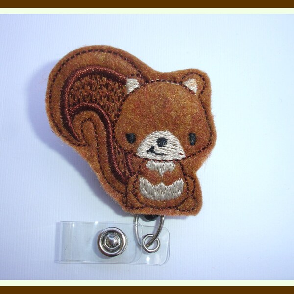 Retractable Badge Holder Retractable - You're Nuts - Brown Squirrel badge reel - medical staff nurse teacher veterinarian