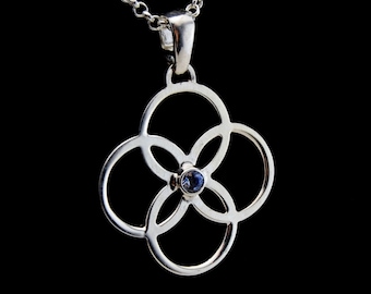 Quatrefoil Birthstone Pendant in Sterling Silver