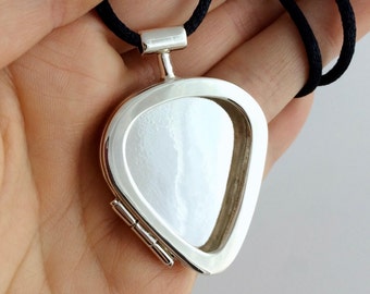 Guitar Pick Locket in Sterling Silver