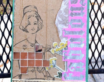 Fabulous - Mixed Media Assemblage on Salvaged Wood