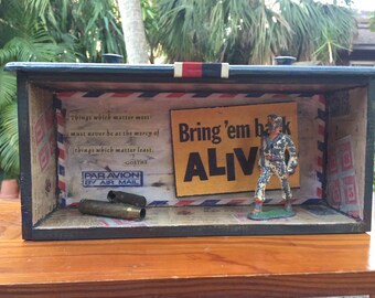 BRING 'EM BACK - Mixed Media Assemblage in Vintage Drawer