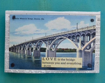 LOVE Is The BRIDGE - Mixed Media - Vintage Postcard Series - 4 x 6