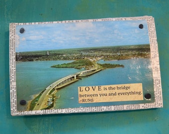 LOVE Is The BRIDGE - Mixed Media - Vintage Postcard Series - 4 x 6