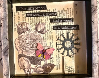 THE DIFFERENCE -  5X5 Shadowbox - Flowers Butterfly