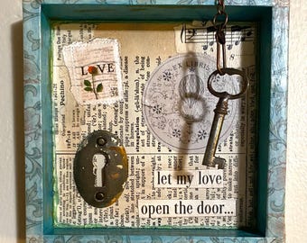 LET MY LOVE 5X5 Shadowbox - Love Stamp Vintage Key